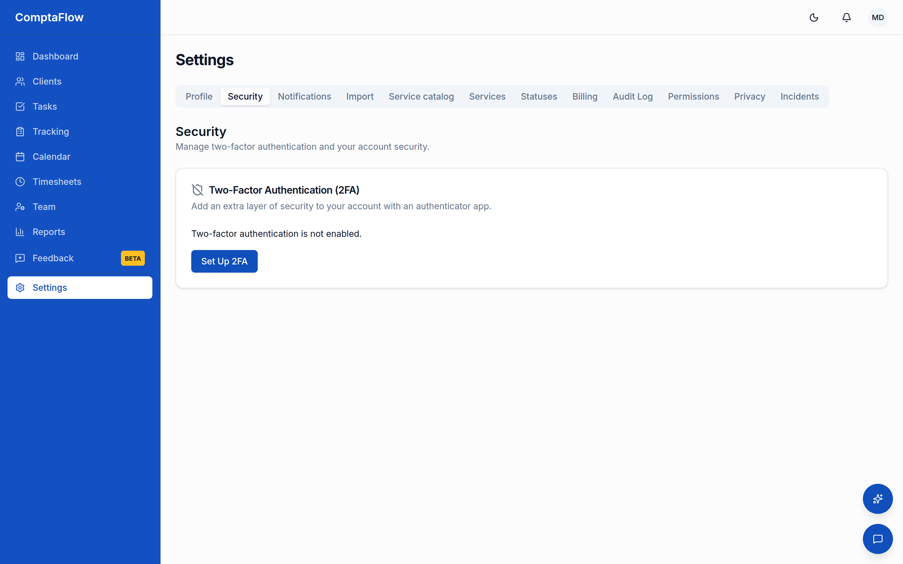 Security settings: authenticator-app enrollment